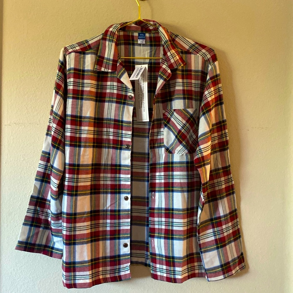 Old Navy Flannel Pajama Top Plaid (Kids XXL 18) NWT